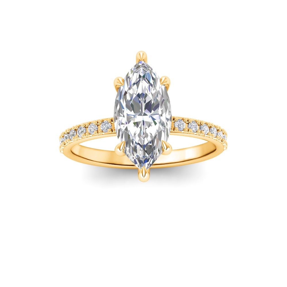 1 Ct Marquise Lab Diamond & .16 Ctw Diamond Whisper Pavé Engagement Ring