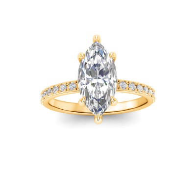 1 Ct Marquise Lab Diamond & .16 Ctw Diamond Whisper Pavé Engagement Ring