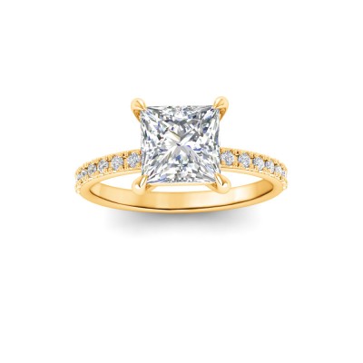 1 Ct Princess Lab Diamond & .16 Ctw Diamond Whisper Pavé Engagement Ring