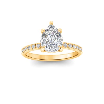 1 Ct Pear Lab Diamond & .16 Ctw Diamond Whisper Pavé Engagement Ring