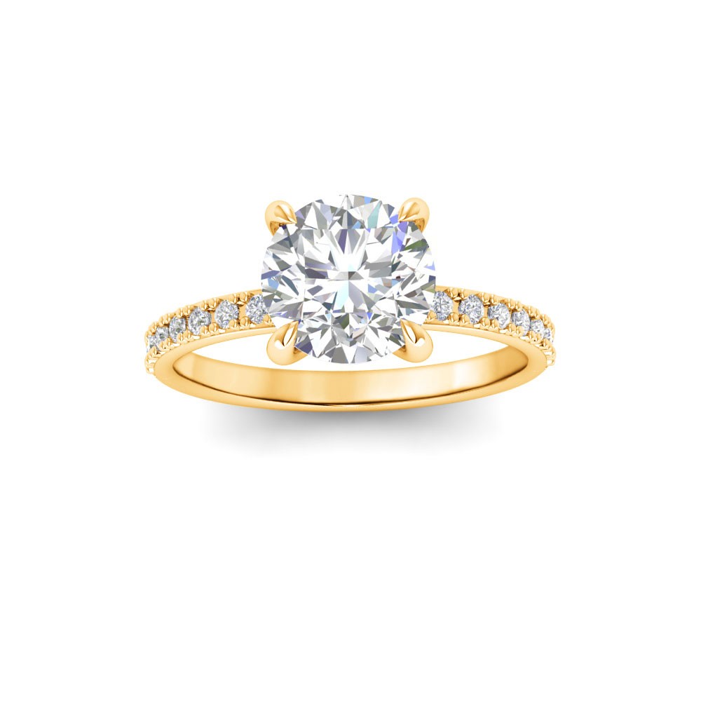 1 Ct Round Lab Diamond & .16 Ctw Diamond Whisper Pavé Engagement Ring