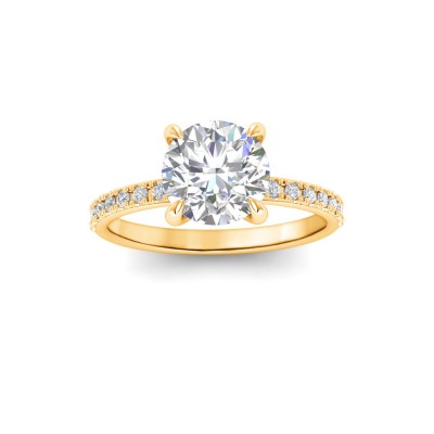 1 Ct Round Lab Diamond & .16 Ctw Diamond Whisper Pavé Engagement Ring