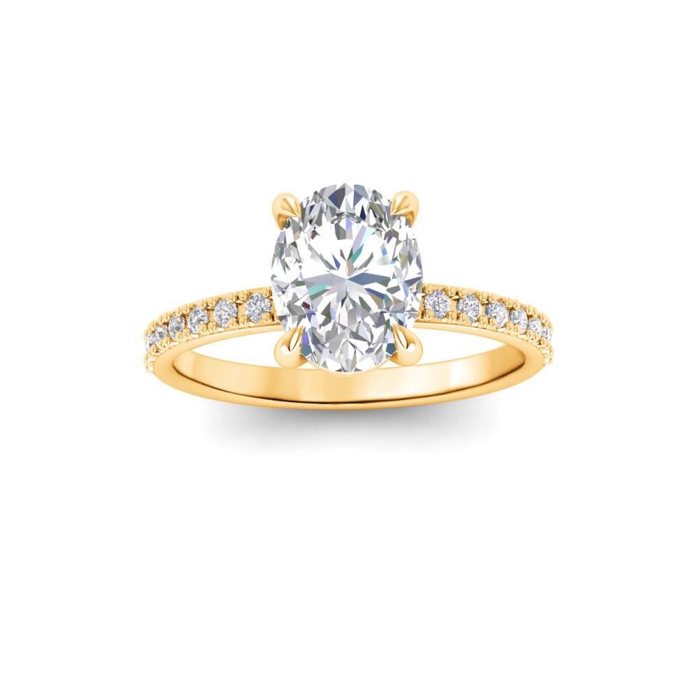 1 Ct Oval Lab Diamond & .16 Ctw Diamond Whisper Pavé Engagement Ring