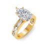 4 Ct Pear Lab Diamond Channel Set Baguette Engagement Ring