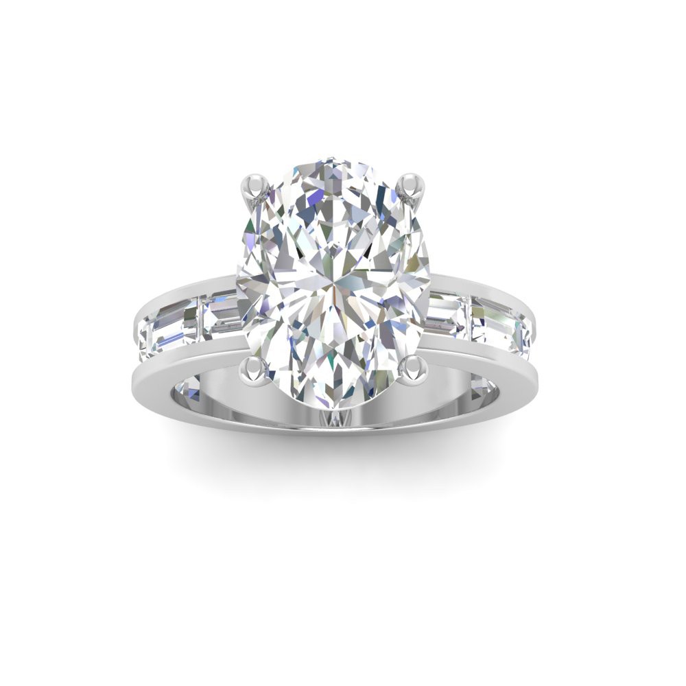 2.5 Ct Oval Moissanite Wide Band Solitaire Engagement Ring