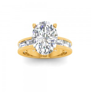 2.5 Ct Oval Lab Diamond Channel Set Baguette Engagement Ring