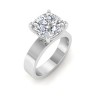 2.5 Ct Cushion Moissanite Wide Band Solitaire Engagement Ring