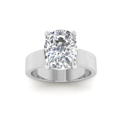 2 Ct Elongated Cushion Lab Diamond Wide Band Solitaire Engagement Ring