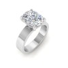 2 Ct Elongated Cushion Lab Diamond Wide Band Solitaire Engagement Ring