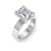 2 Ct Emerald Colorless Lab Diamond Wide Band Solitaire Engagement Ring