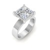 2.5 Ct Princess Lab Diamond Wide Band Solitaire Engagement Ring