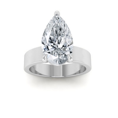 2 Ct Pear Colorless Lab Diamond Wide Band Solitaire Engagement Ring