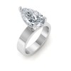 2.5 Ct Pear Colorless Lab Diamond Wide Band Solitaire Engagement Ring