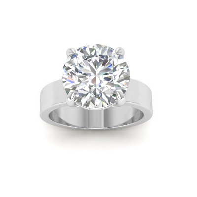 2 Ct Round Lab Diamond Wide Band Solitaire Engagement Ring