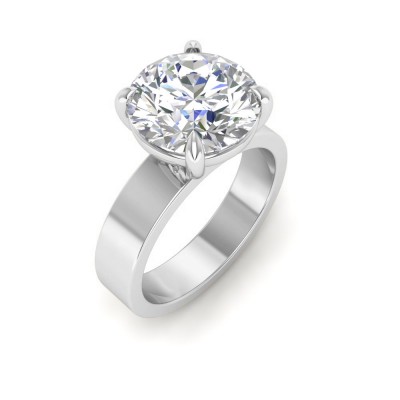2 Ct Round Lab Diamond Wide Band Solitaire Engagement Ring