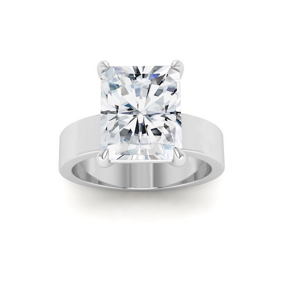 2.5 Ct Radiant Moissanite Wide Band Solitaire Engagement Ring