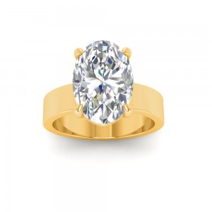 2 Ct Oval Lab Diamond Wide Band Solitaire Engagement Ring