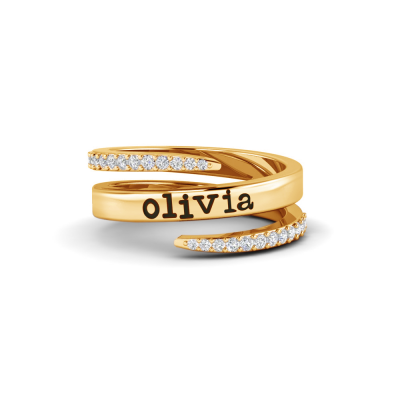 Diamond Tusk Name Ring