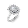 .50 Ct Radiant Moissanite & .50 ctw Diamond Sunburst Halo Engagement Ring