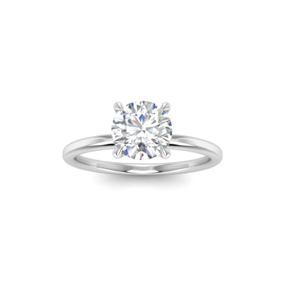 1 Ct Round Moissanite & .06 Ctw Diamond Secret Halo Solitaire Ring