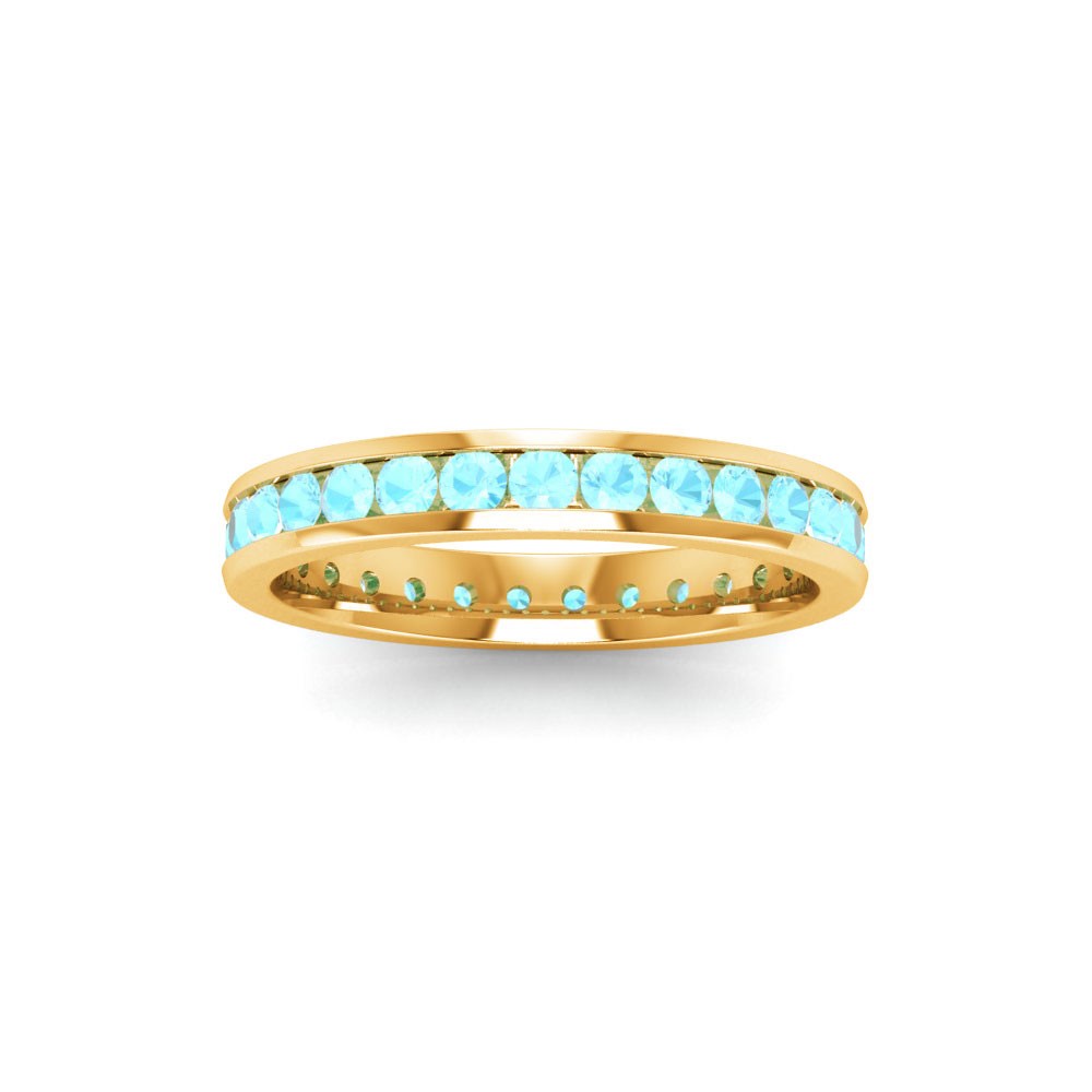 1 Ctw Aquamarine Channel Set Birthstone Eternity Ring