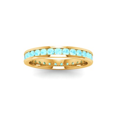 1 Ctw Aquamarine Channel Set Birthstone Eternity Ring