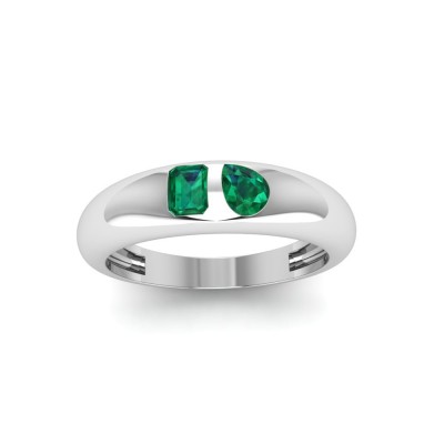 Emerald & Pear Birthstone Toi et Moi Dome Ring